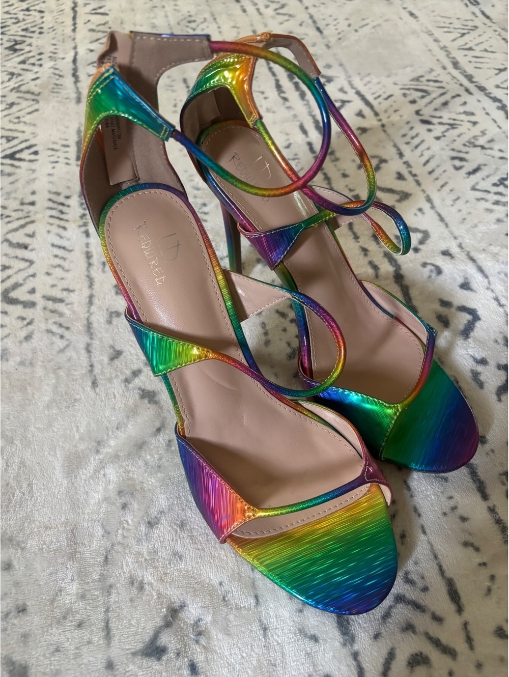 I.D. Required Women's Rainbow Strappy High Heel Sandals Size 10